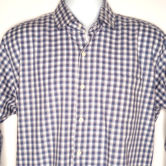 Peter Millar Men's Blue White Checkered Long Sleeve Button Down Shirt Large - Picture 1 of 9